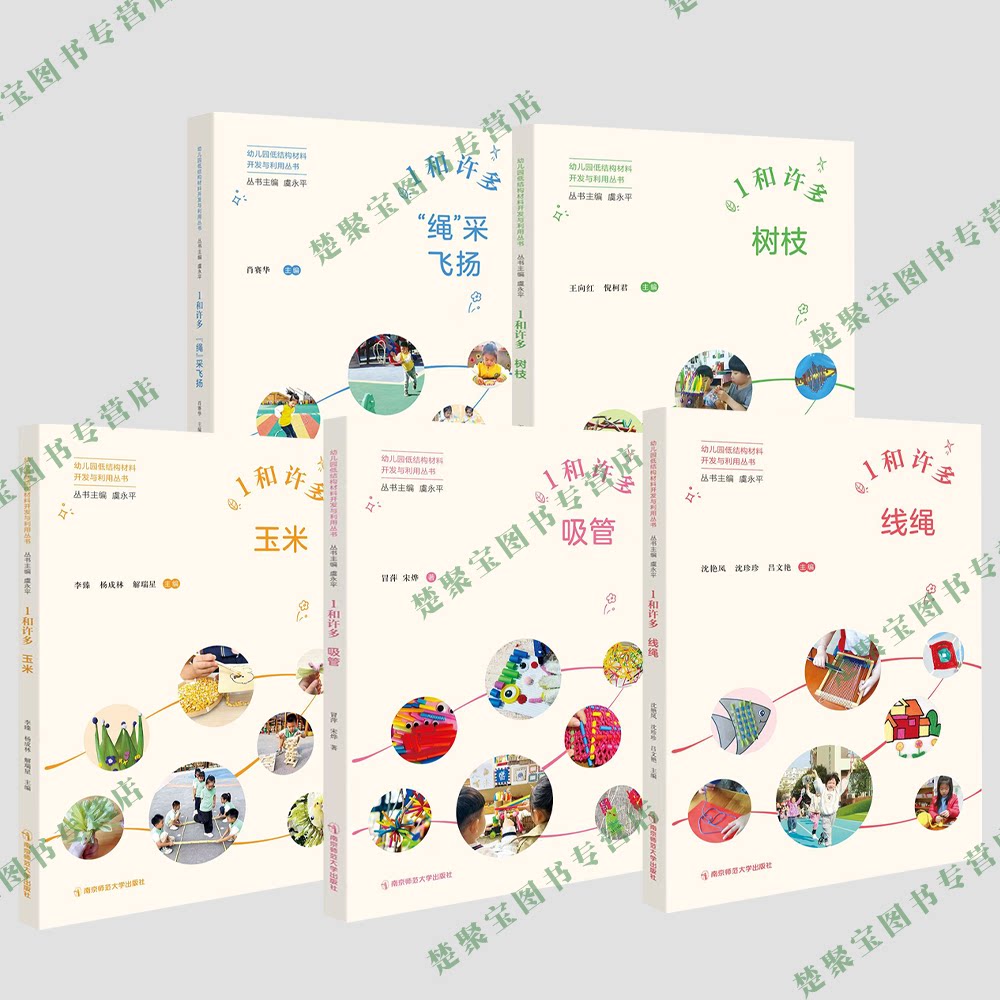 幼儿园低结构材料开发与利用丛书 （全4册）1和许多  树枝/吸管/线绳/玉米 南京师范大学出版社  虞永平   五大领域核心经验案例