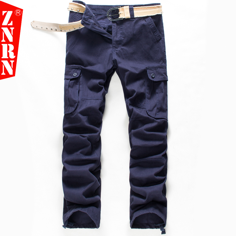 藏青色多口袋工作休闲裤子男春夏季劳保宽松潮工装长裤男韩版纯棉