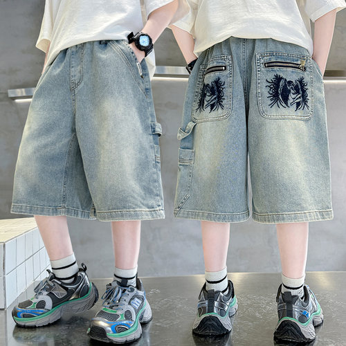 童装男童牛仔短裤夏装中大童裤子休闲中裤2025新款男孩五分裤潮酷