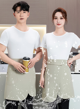 酒店服务员防水半截围裙定制餐饮饭店烧烤工作服配套围裙定制logo