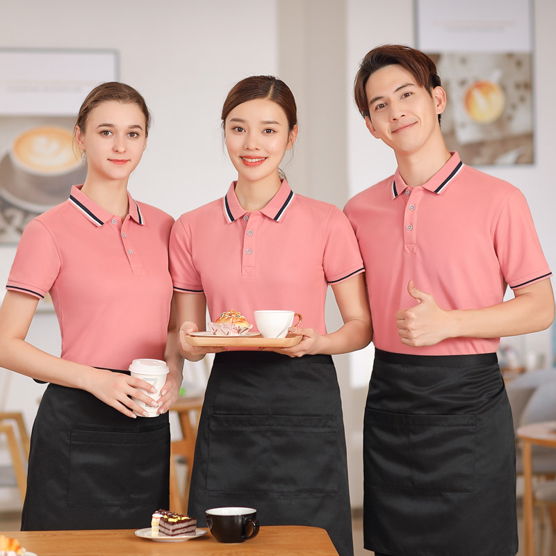 奶茶汉堡店工作服t恤男火锅店酒店服务员工装烧烤餐厅员工服定制