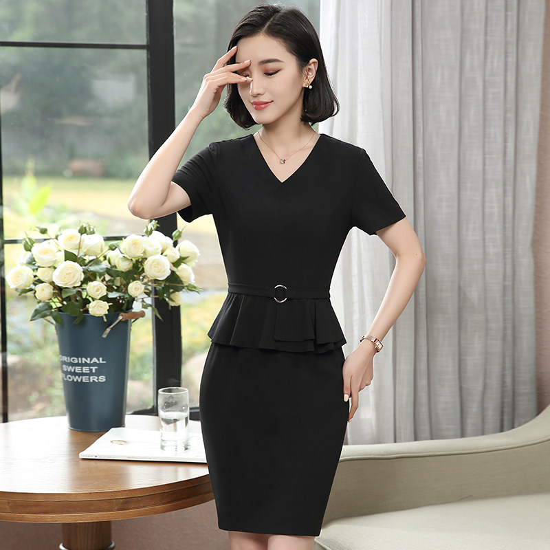 连衣裙女夏办公室ol职业装气质女神范珠宝首饰金店工作服面试工装