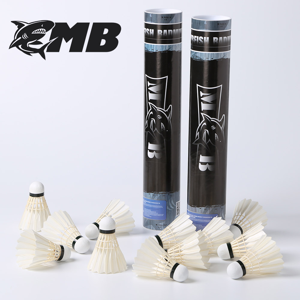 MBfish正品 羽毛球12只装耐打王 比赛训练球筒装 77速 三段式球29.00元包邮