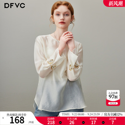 dfvc人丝复古国风轻薄长袖衬衫