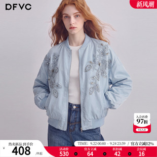 dfvc重工亮片刺绣短款棒球服外套女2026年秋季新款宽松休闲夹克潮