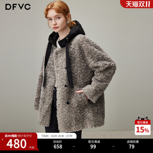dfvc时尚中长款仿羊羔毛外套女2026年冬季新款小个子加厚保暖外套