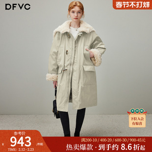 dfvc中长款白鸭绒羽绒服女2025冬季新款大毛领工装派克服保暖外套