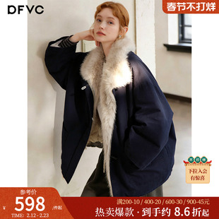 dfvc仿皮草毛领短款派克服女2025年冬季新款加厚保暖宽松夹克外套