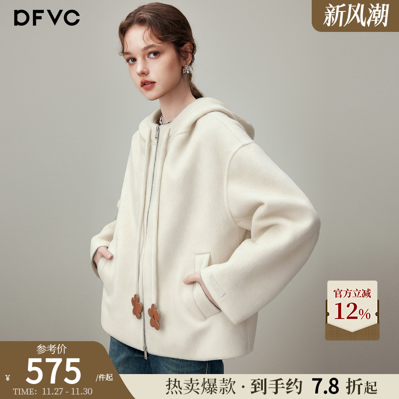 dfvc韩版短款绵羊毛呢外套