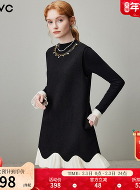 dfvc黑色时尚钉珠背心裙女2025年冬季新款小个子无袖连衣裙小黑裙