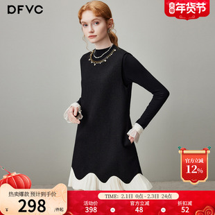 dfvc黑色时尚钉珠背心裙女2025年冬季新款小个子无袖连衣裙小黑裙