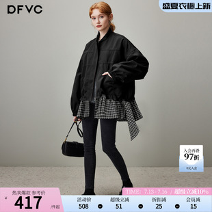 dfvc设计感中长款风衣外套女2026年秋季新款拼接休闲百搭宽松夹克