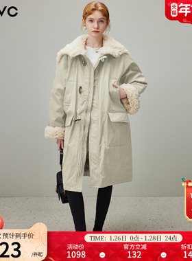 dfvc中长款白鸭绒羽绒服女2025冬季新款大毛领工装派克服保暖外套