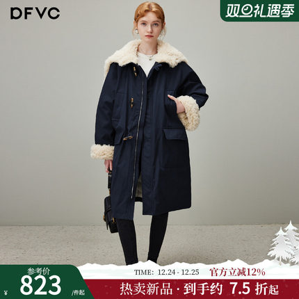 dfvc中长款白鸭绒羽绒服女2025冬季新款大毛领工装派克服保暖外套