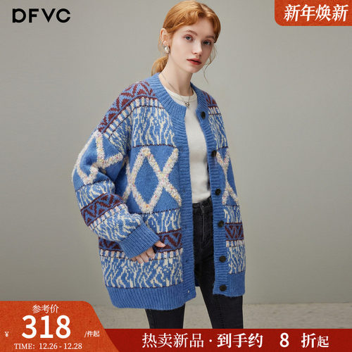 dfvc复古慵懒风开衫毛衣外套