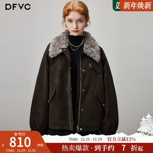 dfvc复古短款 毛领加厚保暖白鸭绒外套 新款 皮衣羽绒服女2025年冬季