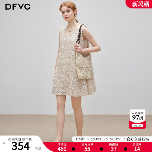 dfvc法式千金风花朵无袖连衣裙