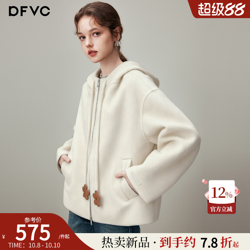 dfvc韩版短款绵羊毛呢外套