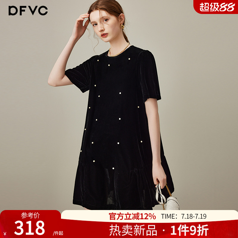 dfvc人丝法式复古丝绒连衣裙