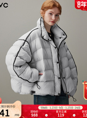 dfvc韩版短款云朵泡芙羽绒服女2025年冬季新款宽松白鸭绒保暖外套