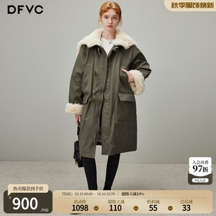 dfvc中长款白鸭绒羽绒服女2026冬季新款大毛领工装派克服保暖外套