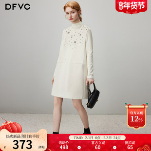 dfvc法式千金风重工钉珠背心裙女2025年冬季新款小个子无袖连衣裙