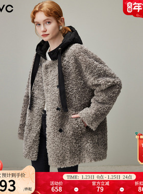 dfvc时尚中长款仿羊羔毛外套女2025年冬季新款小个子加厚保暖外套