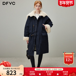 dfvc中长款白鸭绒羽绒服女2025冬季新款大毛领工装派克服保暖外套