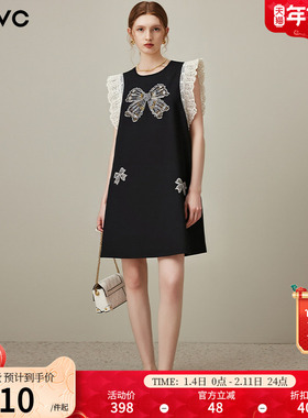 dfvc甜美减龄飞飞袖背心裙女2025夏季新款蝴蝶结小个子无袖连衣裙