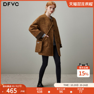 圆领双面呢大衣 新款 dfvc美拉德棕中长款 绵羊毛呢外套女2025年冬季
