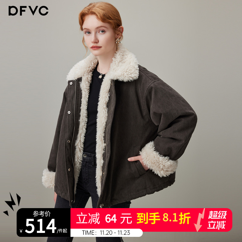 dfvc韩版短款仿羊羔毛派克服