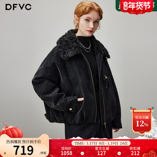 dfvc黑色短款毛领皮衣羽绒服女2025年冬季新款保暖白鸭绒外套厚