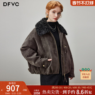 dfvc复古短款毛领皮衣羽绒服女2025年冬季新款保暖白鸭绒外套厚
