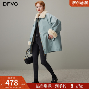 新款 派克服女2025年冬季 宽松毛领加厚保暖外套 休闲中长款 dfvc韩版