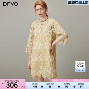 dfvc法式温柔蕾丝镂空花朵连衣裙女2026年夏季新款小个子宽松裙子