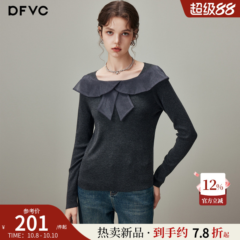 dfvc淑女羊毛圆领针织修身打底衫