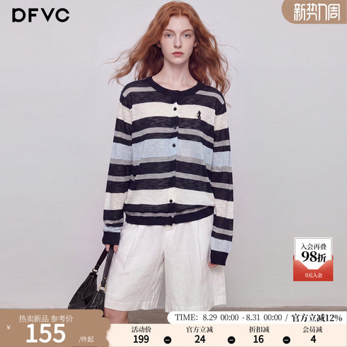 dfvc人丝韩版薄款条纹针织开衫