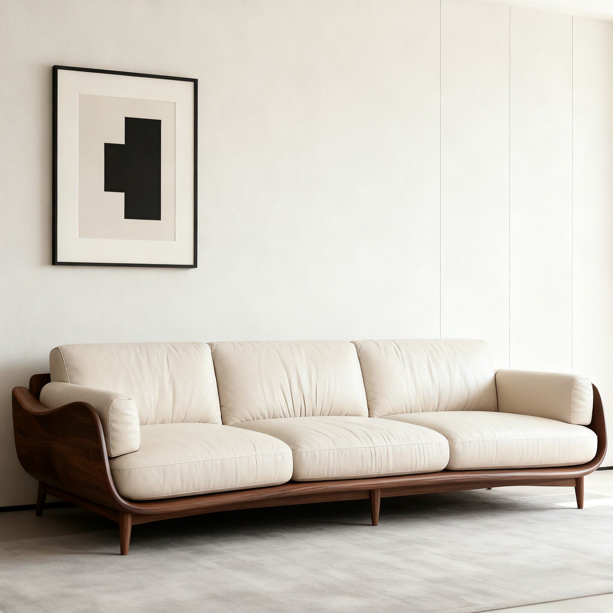 新中式胡桃木沙发2026新款轻奢复古实木皮艺别墅客厅三人位沙发