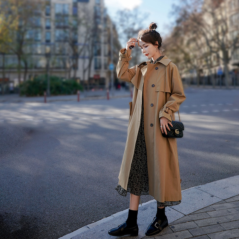 卡其色风衣女中长款2020年新款气质小个子韩版宽松大衣外套春秋季