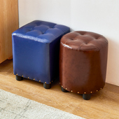 小凳子家用客厅沙发凳实木皮墩凳换鞋 凳家用茶几凳皮凳子圆凳坐墩