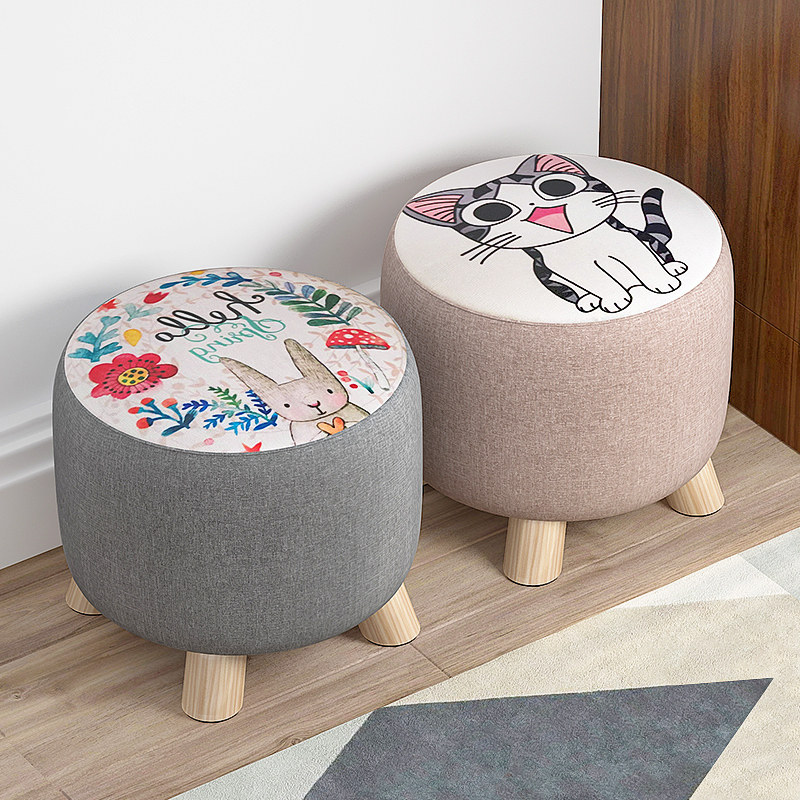 凳子小矮凳家用布艺小板凳实木换鞋凳客厅门口沙发凳现代创意圆凳,住宅家具,矮凳,淘宝优惠券,粉丝福利购,淘宝优惠卷