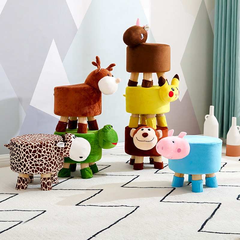 网红卡通风奶牛小象动物儿童凳子