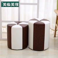 Кожаный табурет творческий диван -табурет гостиная пирс Небольшой стул смену табурет смену туфли табурет твердый древесина круглый стул домохозяйство маленький табурет