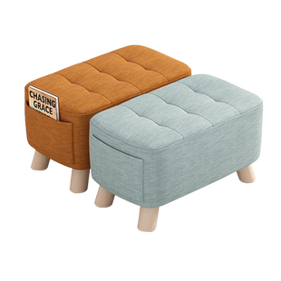 家用布艺小凳子门口换鞋凳矮凳脚踏软座放腿沙发凳脚凳实木小板凳