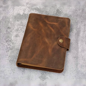 手工A5活页手帐复古棕真皮头层牛皮疯马皮复古阿美咔叽NBA505S