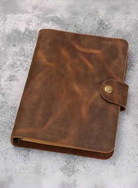 手工A5活页手帐复古棕真皮头层牛皮疯马皮复古阿美咔叽NBA505S