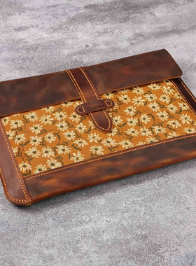 原创设计适用于苹果笔记本电脑包Macbook欧美复古个性带盖皮包内胆包手工头层牛皮V04-LFMACB