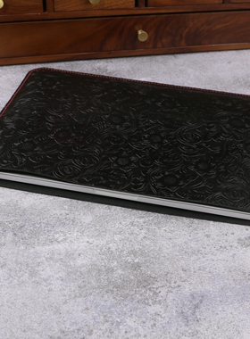 适用于华为笔记本MateBook电脑复古皮套内胆包黑色唐草纹手工真皮疯马皮