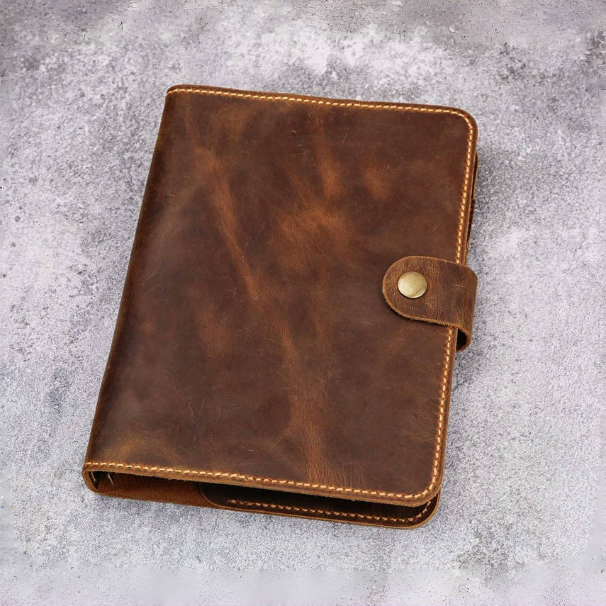 手工头层牛皮活页本美式手帐复古