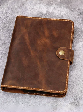 手工A5A6活页手帐手工真皮头层牛皮疯马皮美式复古W10-LAXBC